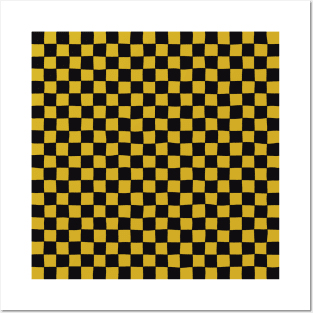 Wonky Checkerboard, Black and Gold Posters and Art